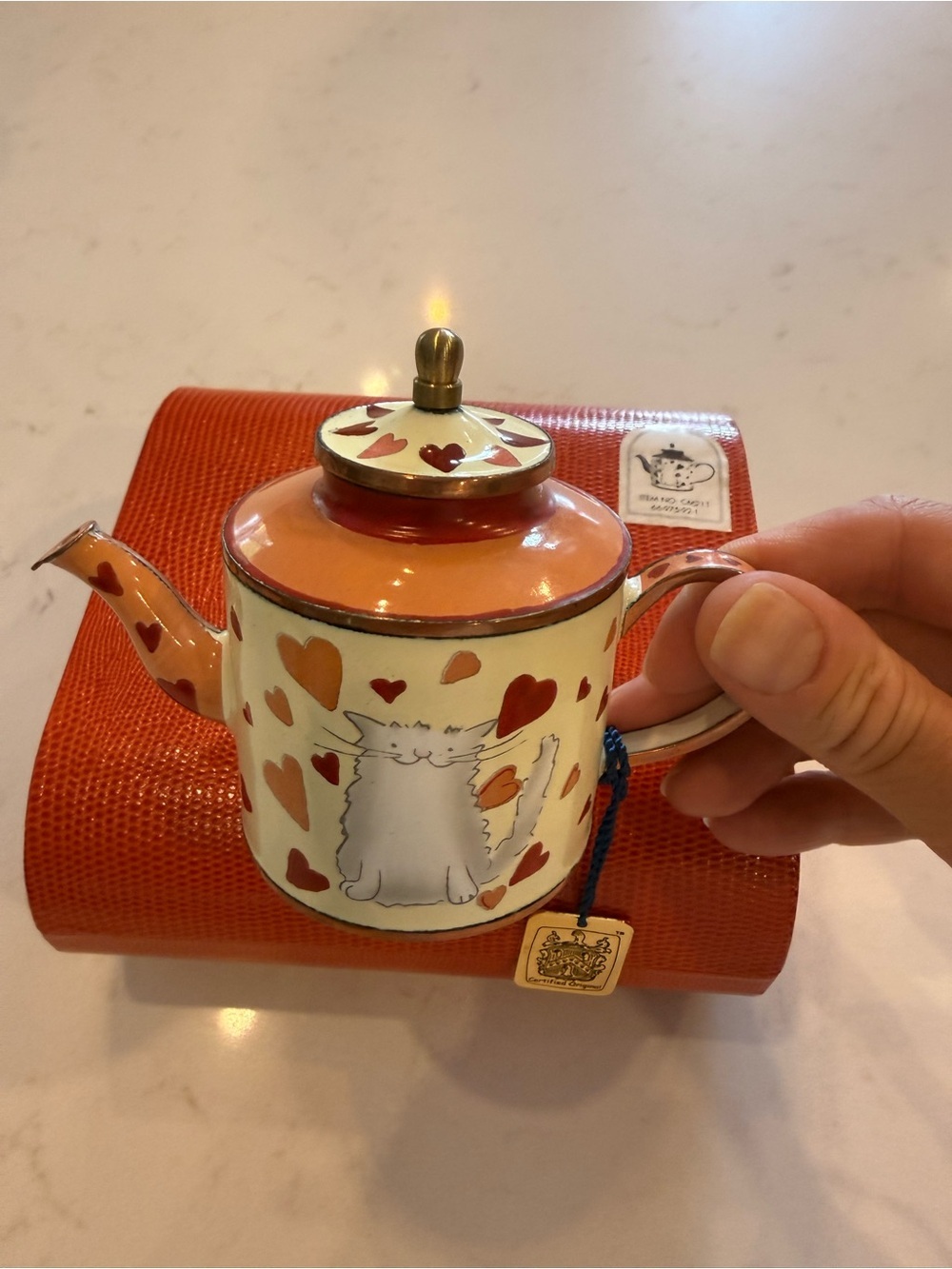 Collectable Mini Cat Heart Ceramic Teapot Numbered
